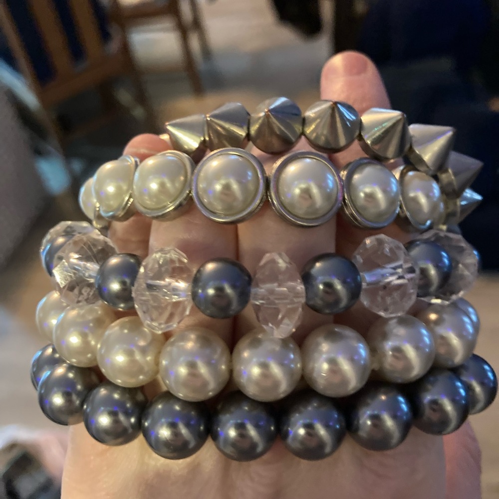 Assorted silver bracelets